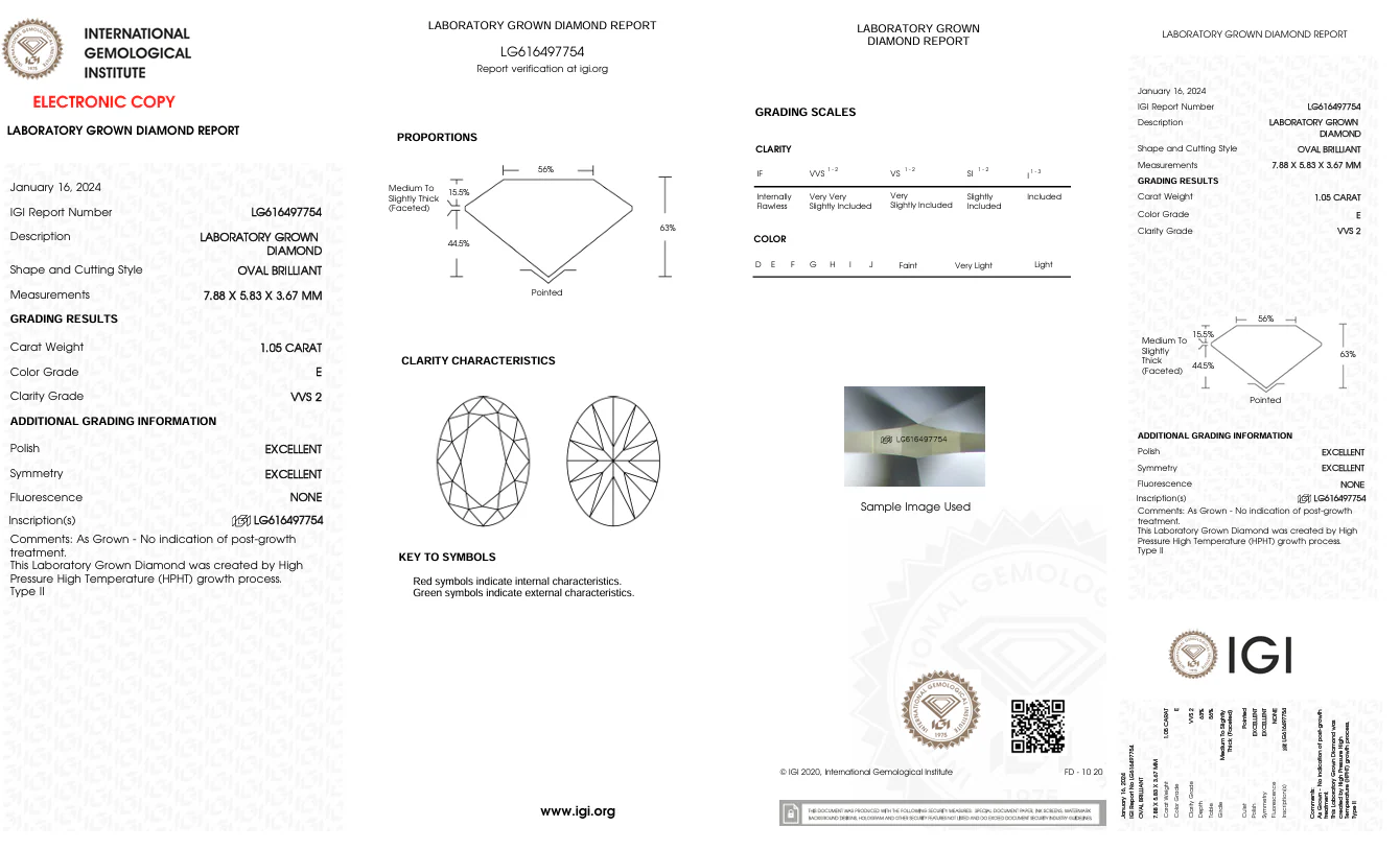 1.05 Carat Oval Lab Grown Diamond, VVS2/E - Image 2
