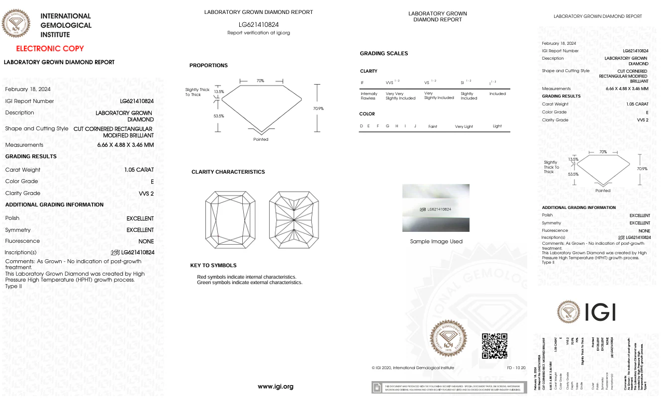 1.05 Carat Radiant Lab Grown Diamond, VVS2/E - Image 2
