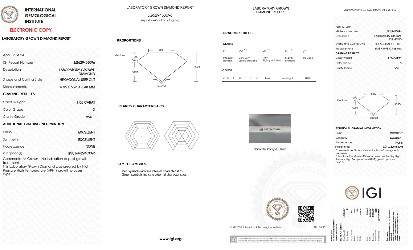 1.05 Carat Hexagonal Lab Grown Diamond, VVS1/D - Image 2