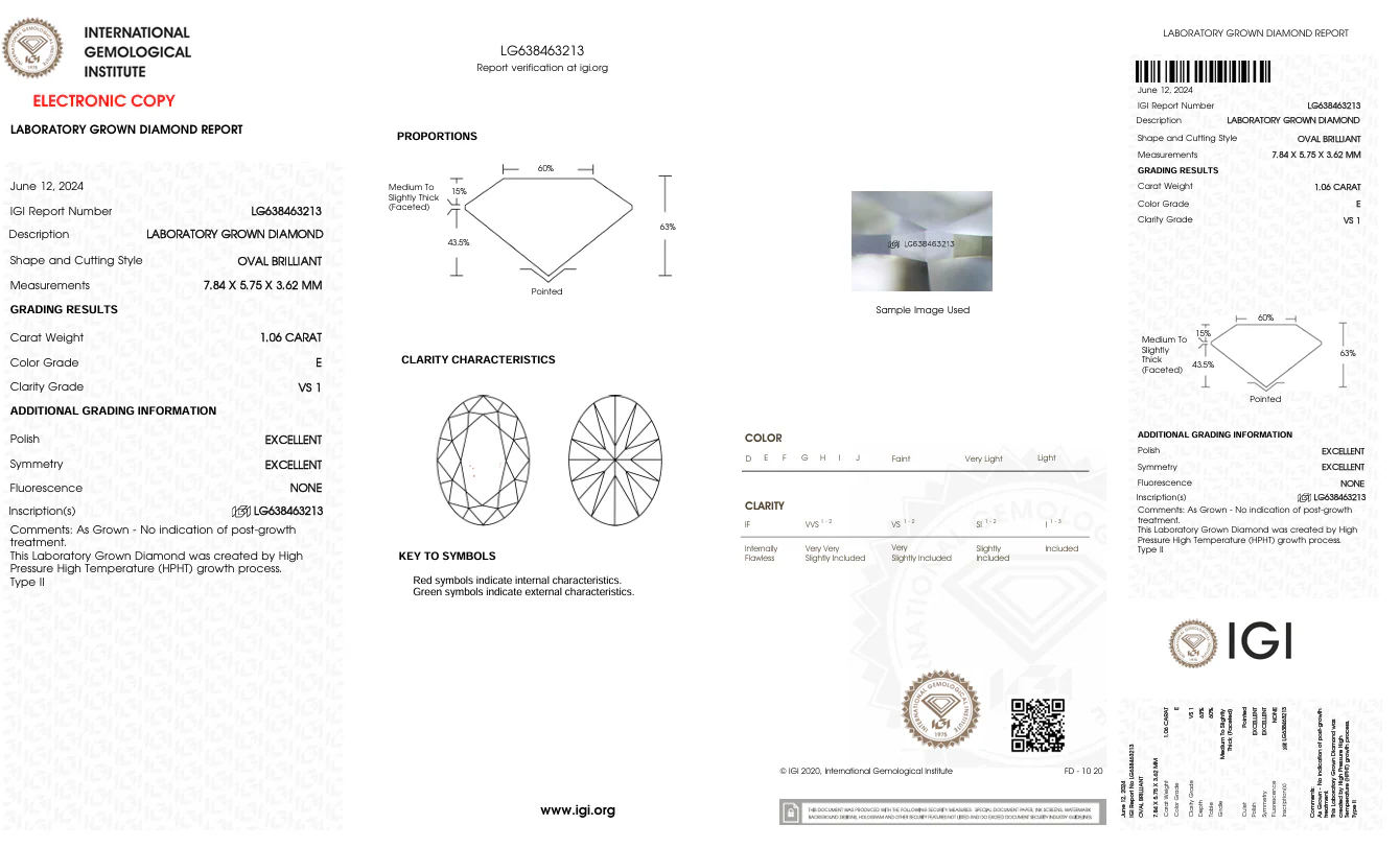 1.06 Carat Oval Lab Grown Diamond, VS1/E - Image 2