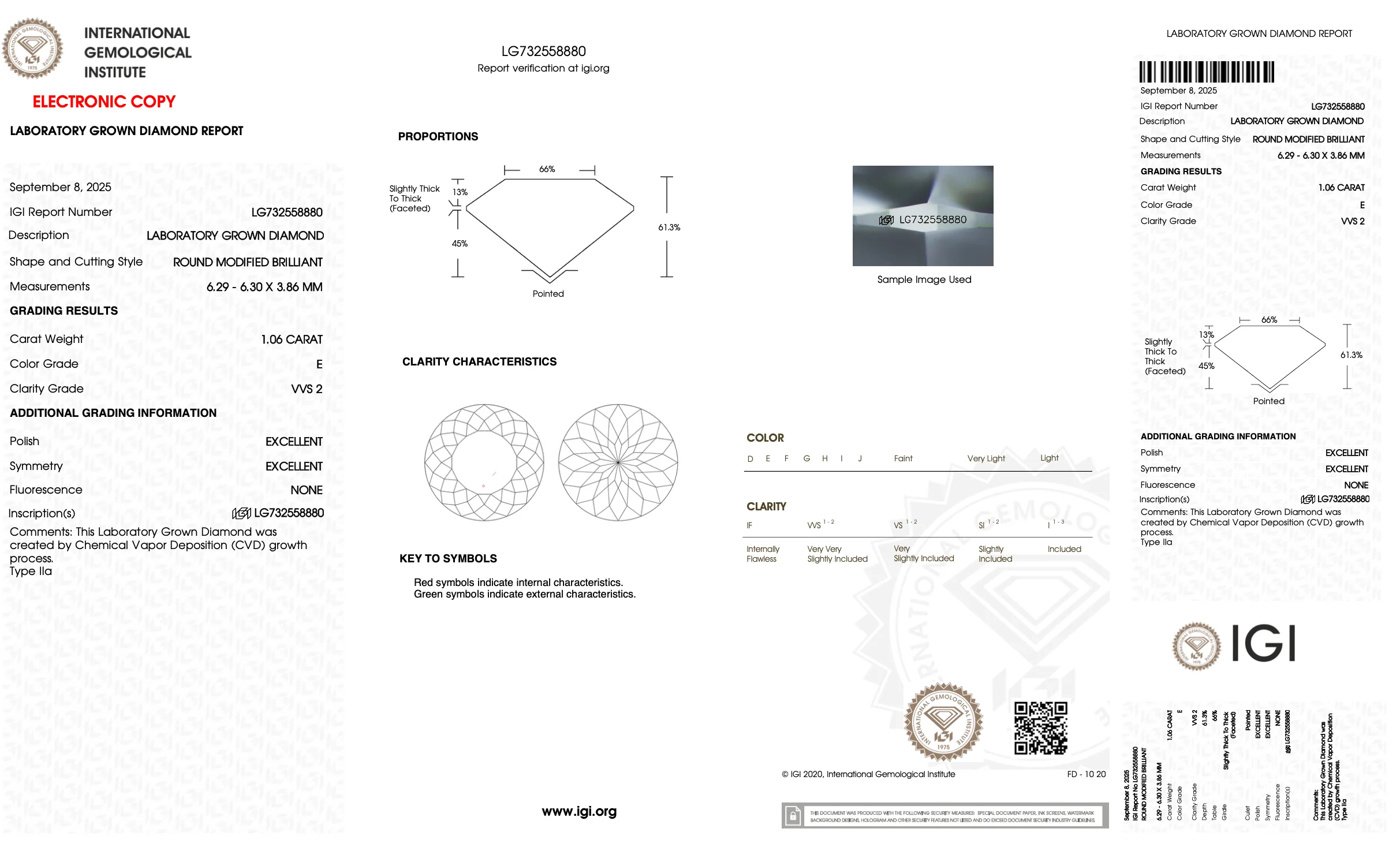 1.06 Carat Portuguese Cut Lab Grown Diamond, VVS2/E - Image 2