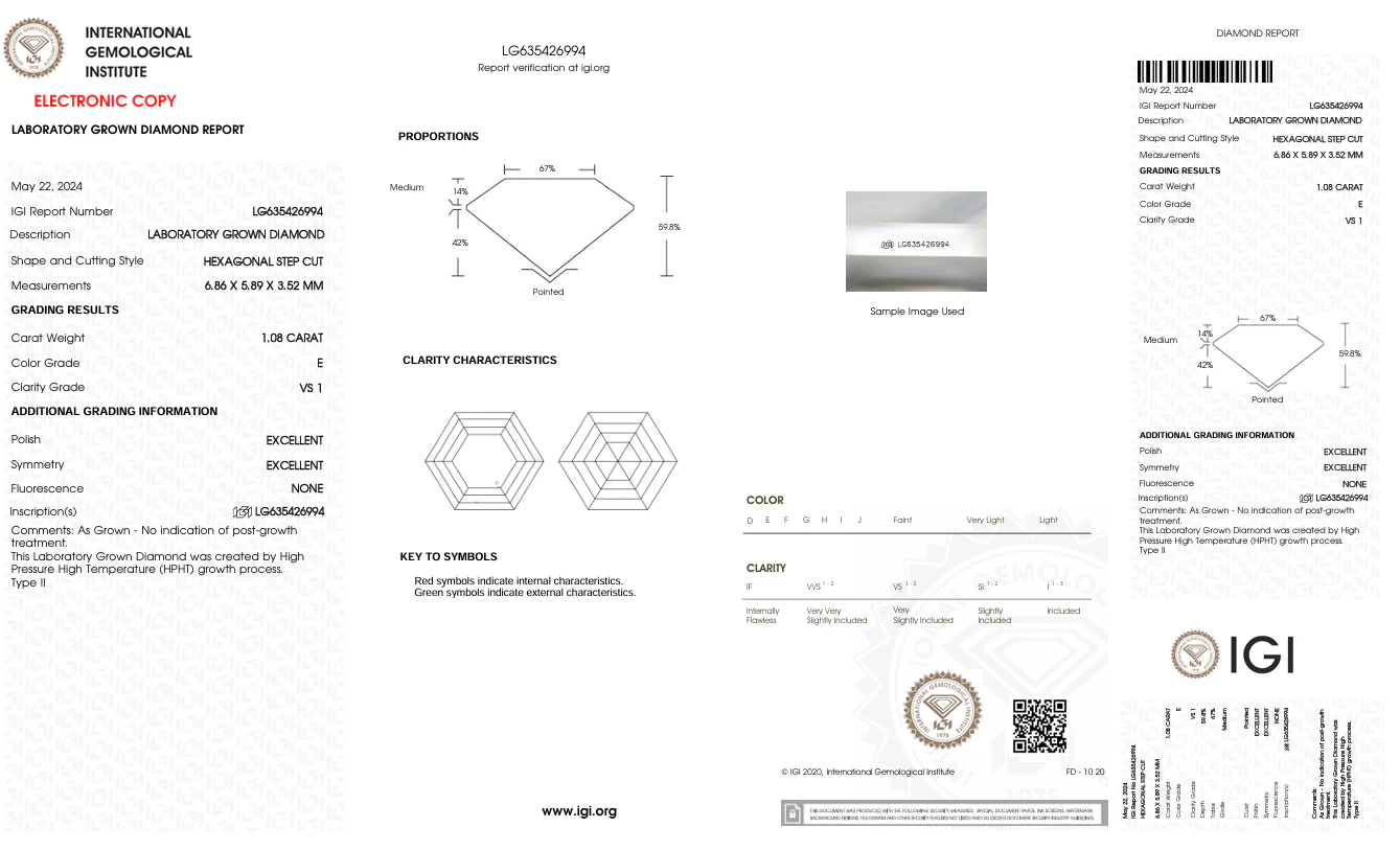 1.08 Carat Hexagonal Lab Grown Diamond, VS1/E - Image 2