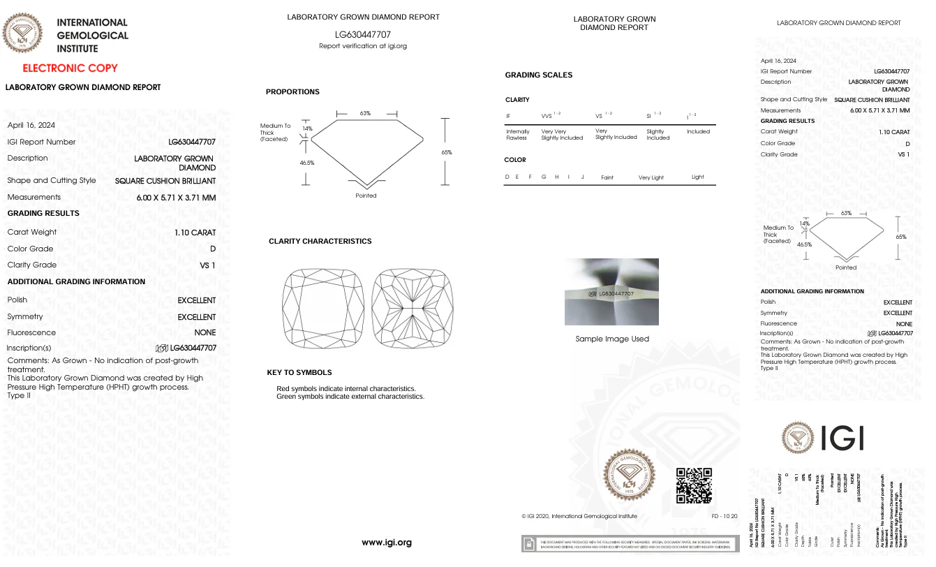 1.1 Carat Cushion Lab Grown Diamond, VS1/D - Image 2