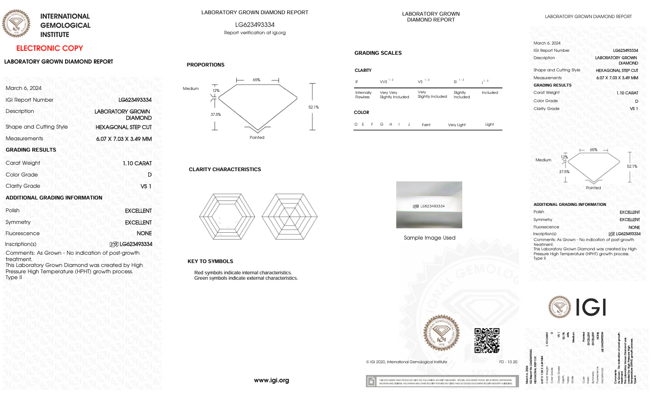 1.1 Carat Hexagonal Lab Grown Diamond, VS1/D - Image 2