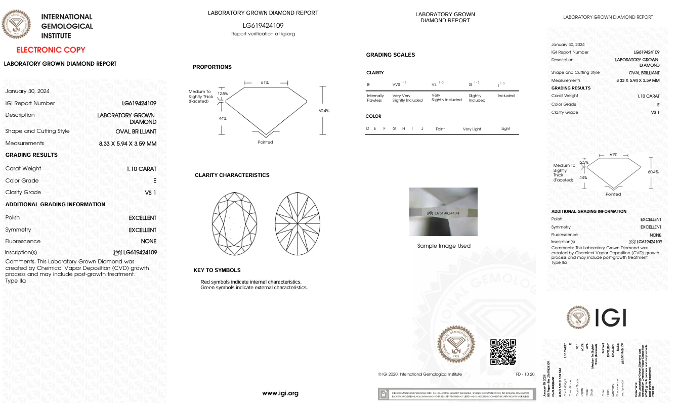 1.1 Carat Oval Lab Grown Diamond, VS1/E - Image 2