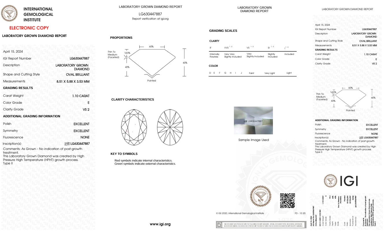 1.1 Carat Oval Lab Grown Diamond, VS2/E - Image 2