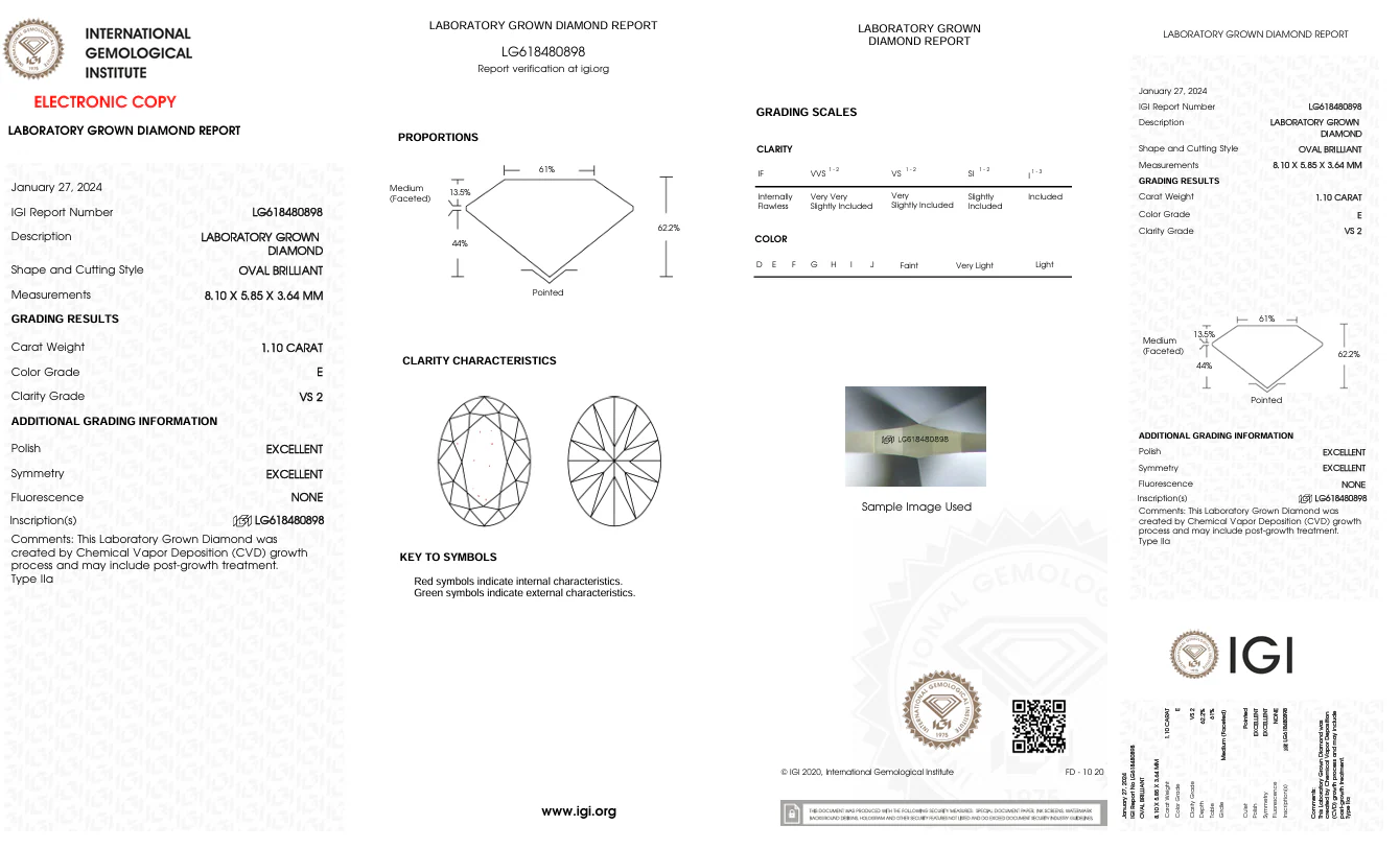 1.1 Carat Oval Lab Grown Diamond, VS2/E - Image 2