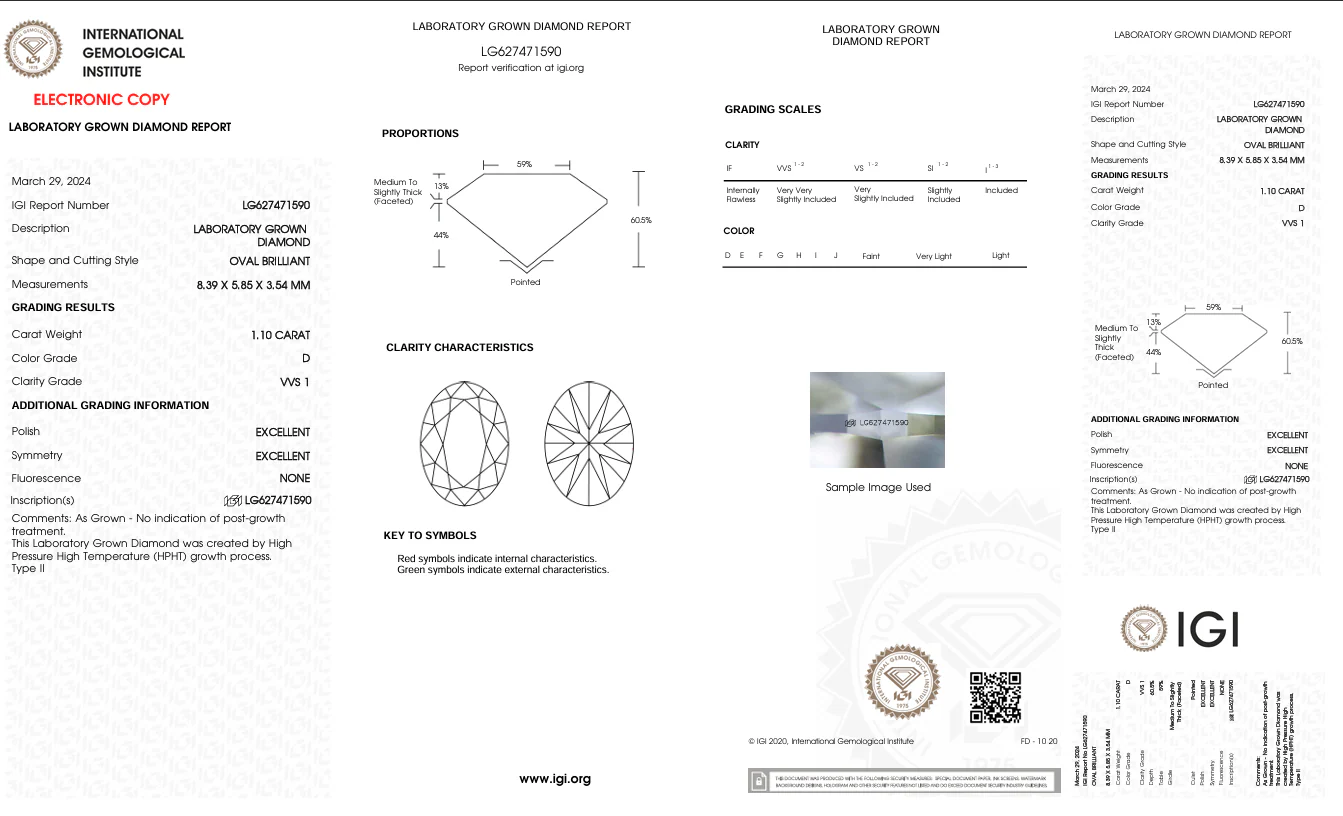 1.1 Carat Oval Lab Grown Diamond, VVS1/D - Image 2
