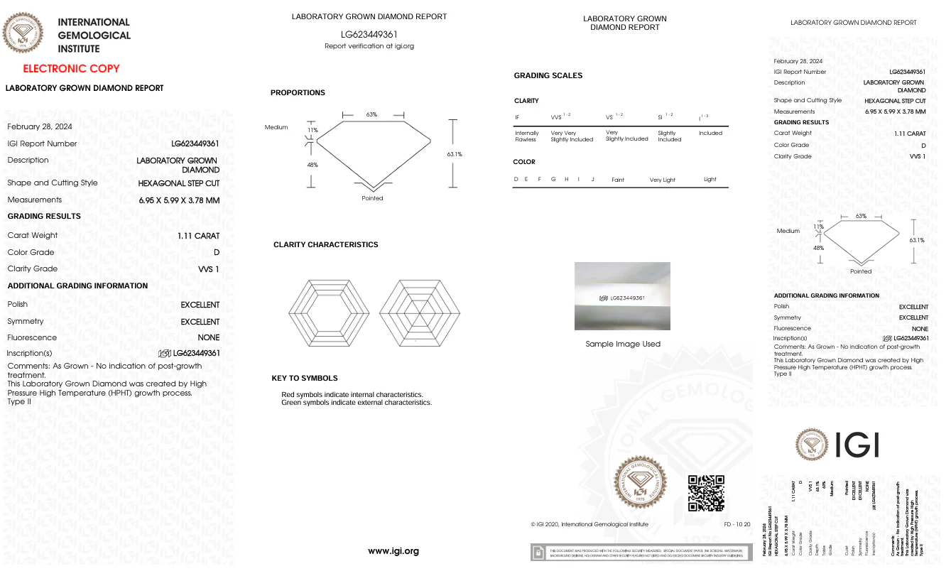 1.11 Carat Hexagonal Lab Grown Diamond, VVS1/D - Image 2