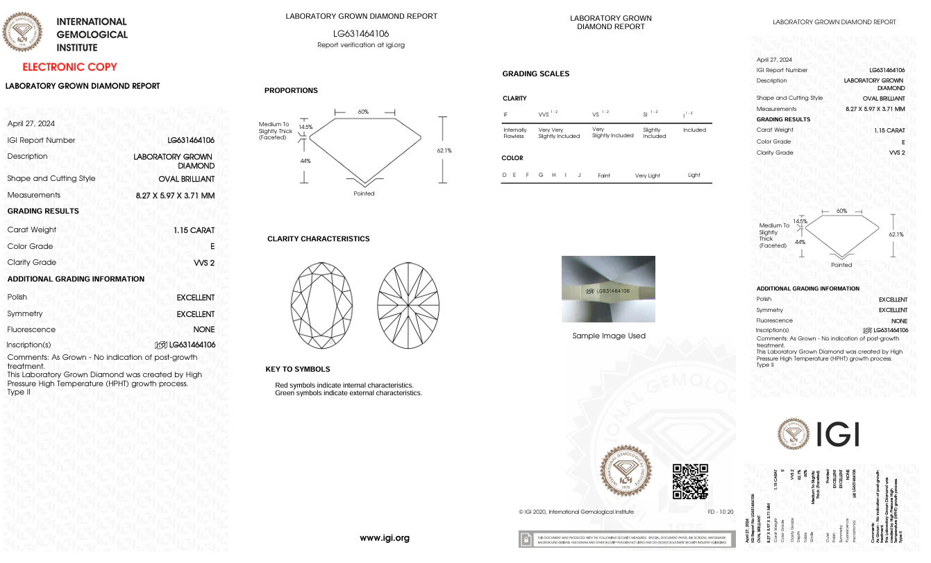 1.15 Carat Oval Lab Grown Diamond, VVS2/E - Image 2