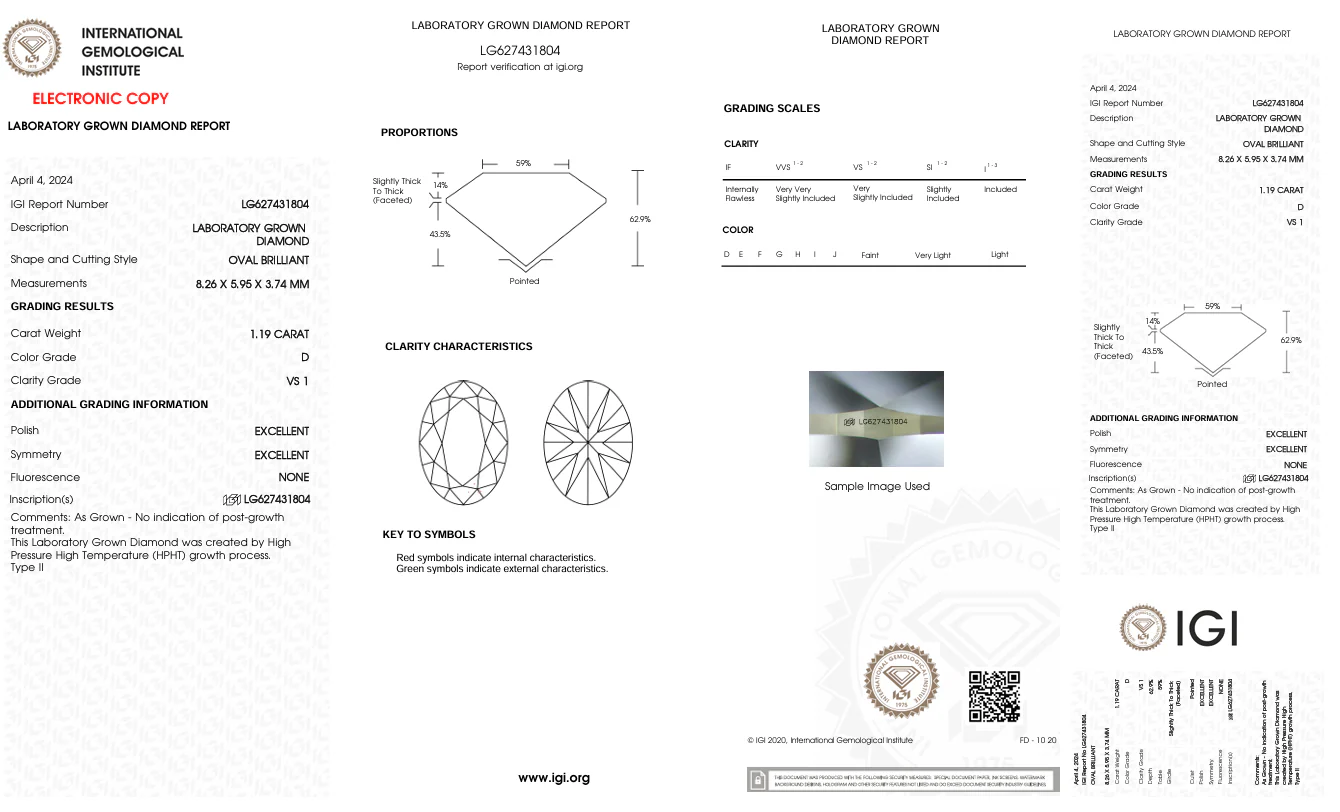 1.19 Carat Oval Lab Grown Diamond, VS1/D - Image 2