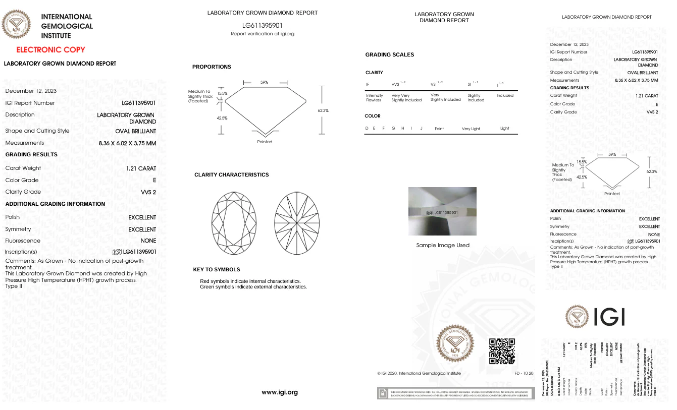 1.21 Carat Oval Lab Grown Diamond, VVS2/E - Image 2