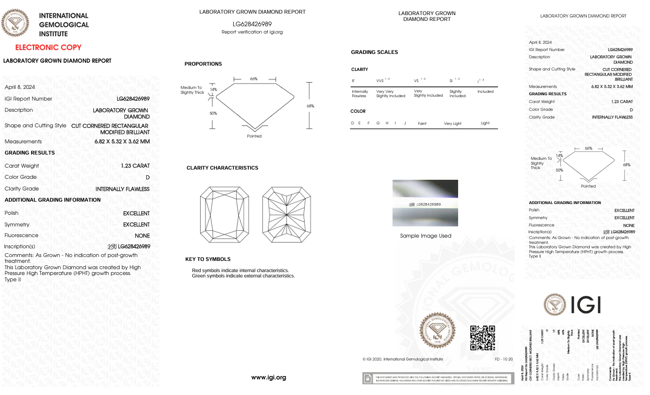 1.23 Carat Radiant Lab Grown Diamond, IF/D - Image 2