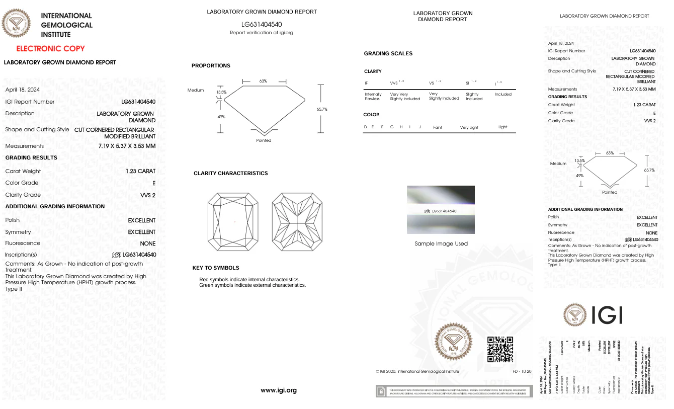 1.23 Carat Radiant Lab Grown Diamond, VVS2/E - Image 2