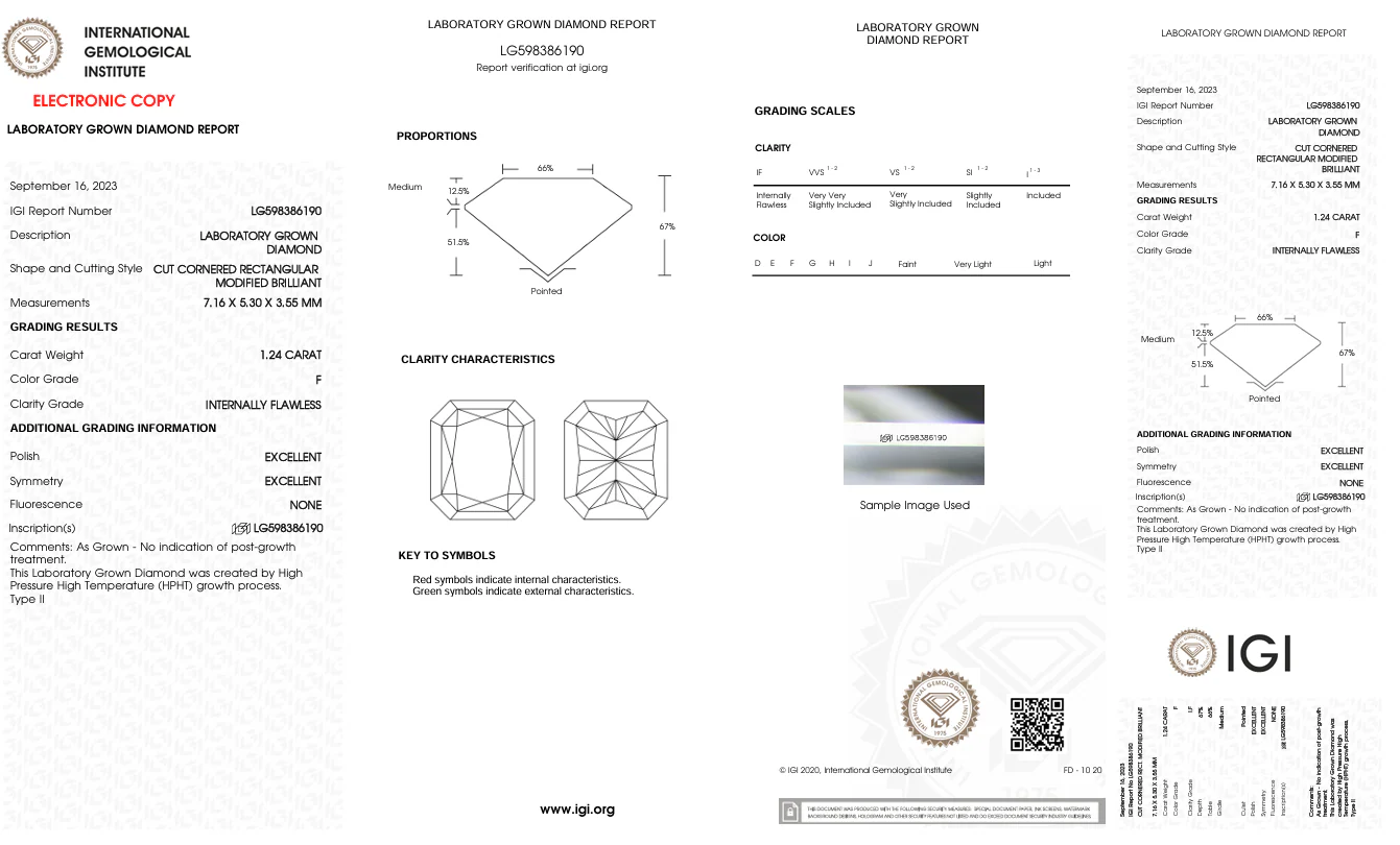 1.24 Carat Radiant Lab Grown Diamond, IF/F - Image 2