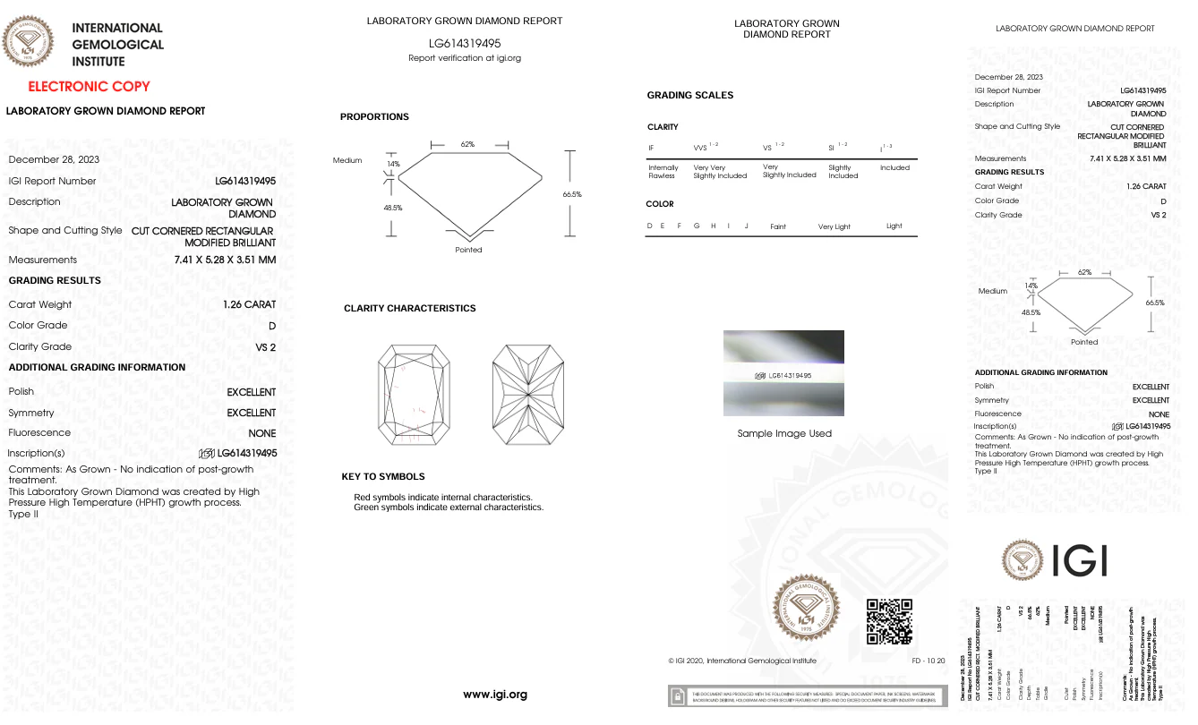 1.26 Carat Radiant Lab Grown Diamond, VS2/D - Image 2