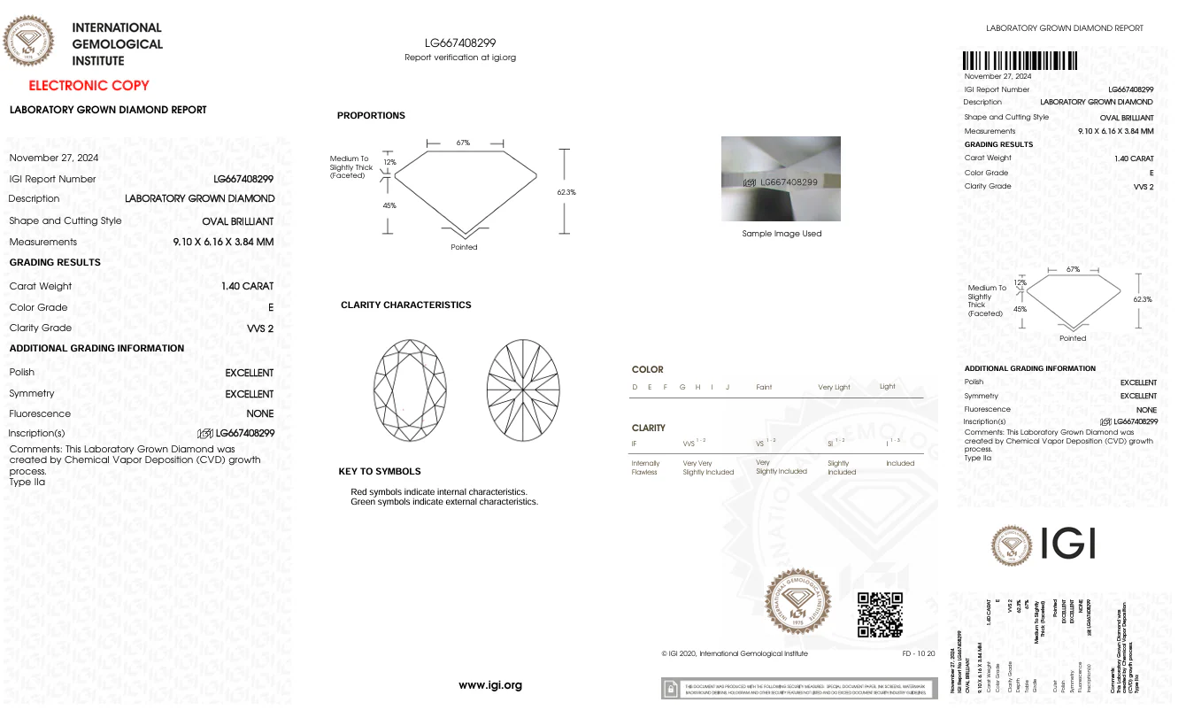 1.4 Carat Oval Lab Grown Diamond, VVS2/E - Image 2