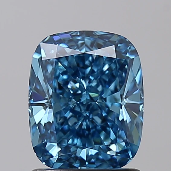 1.43 Carat Long Cushion Lab Grown Diamond, VS1/FANCY VIVID BLUE
