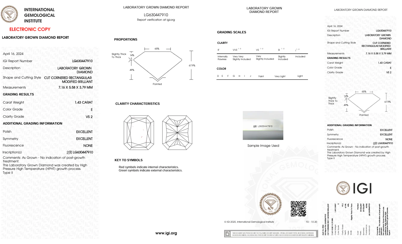 1.43 Carat Radiant Lab Grown Diamond, VS2/E - Image 2