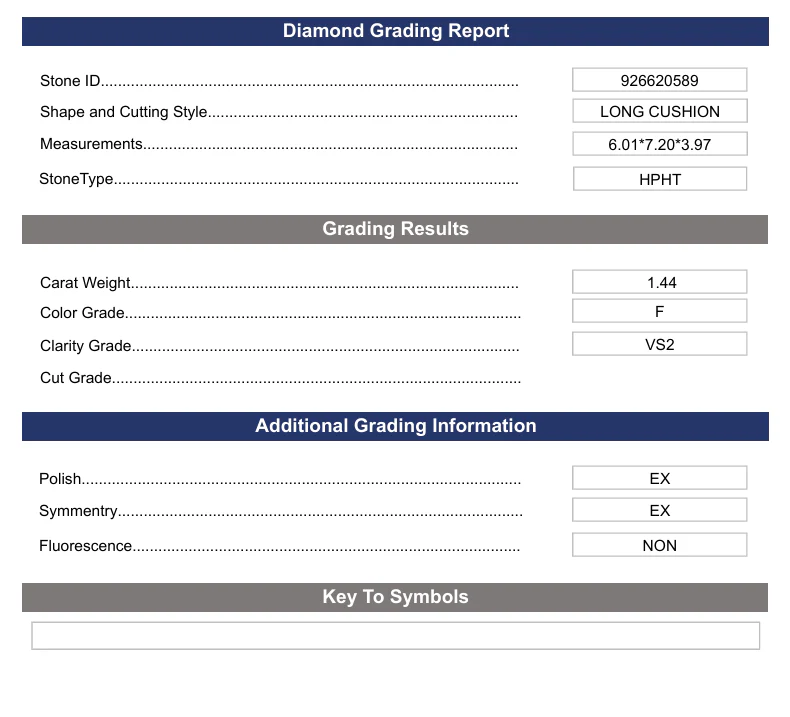 1.44 Carat Long Cushion Lab Grown Diamond, VS2/F - Image 2