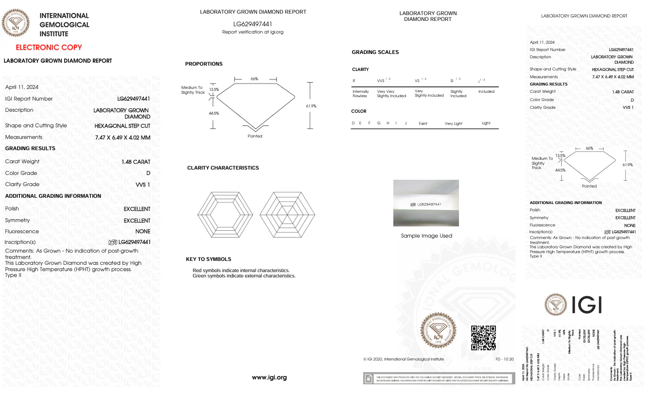 1.48 Carat Hexagonal Lab Grown Diamond, VVS1/D - Image 2