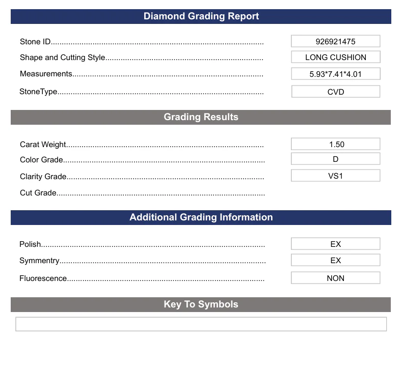 1.5 Carat Long Cushion Lab Grown Diamond, VS1/D - Image 2