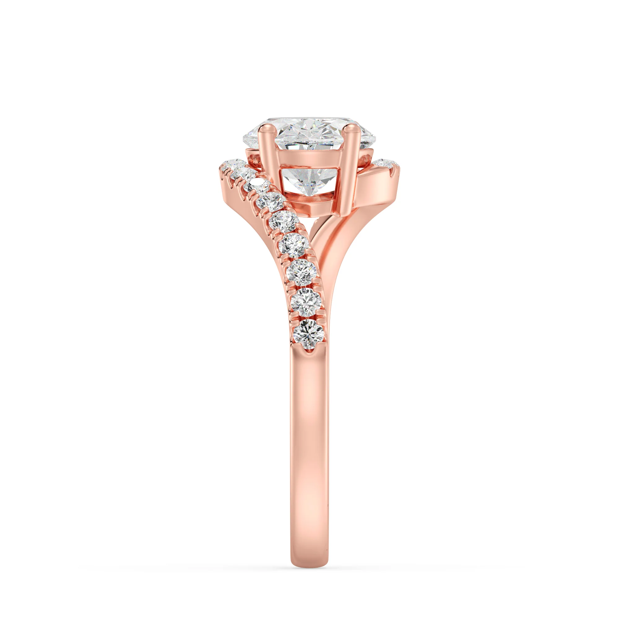 1.50 Carat Oval Cut Lab Grown Diamond Bypass Engagement Ring with Pavé Accents in 18K Gold - Image 10