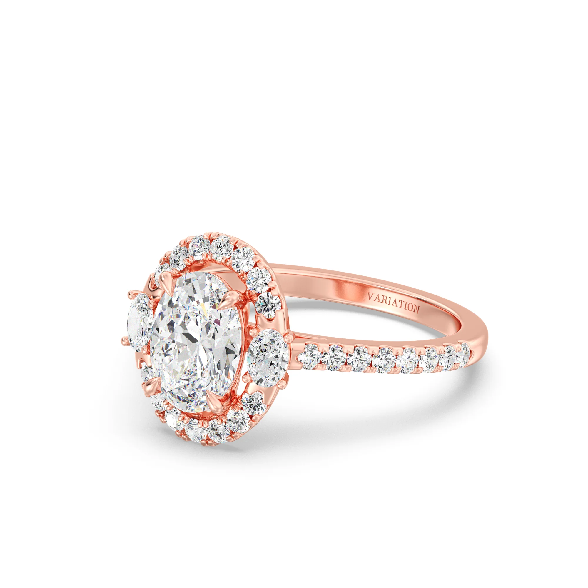 1.50 Carat Oval Cut Lab Grown Diamond Halo Engagement Ring in 18K Gold - Image 11