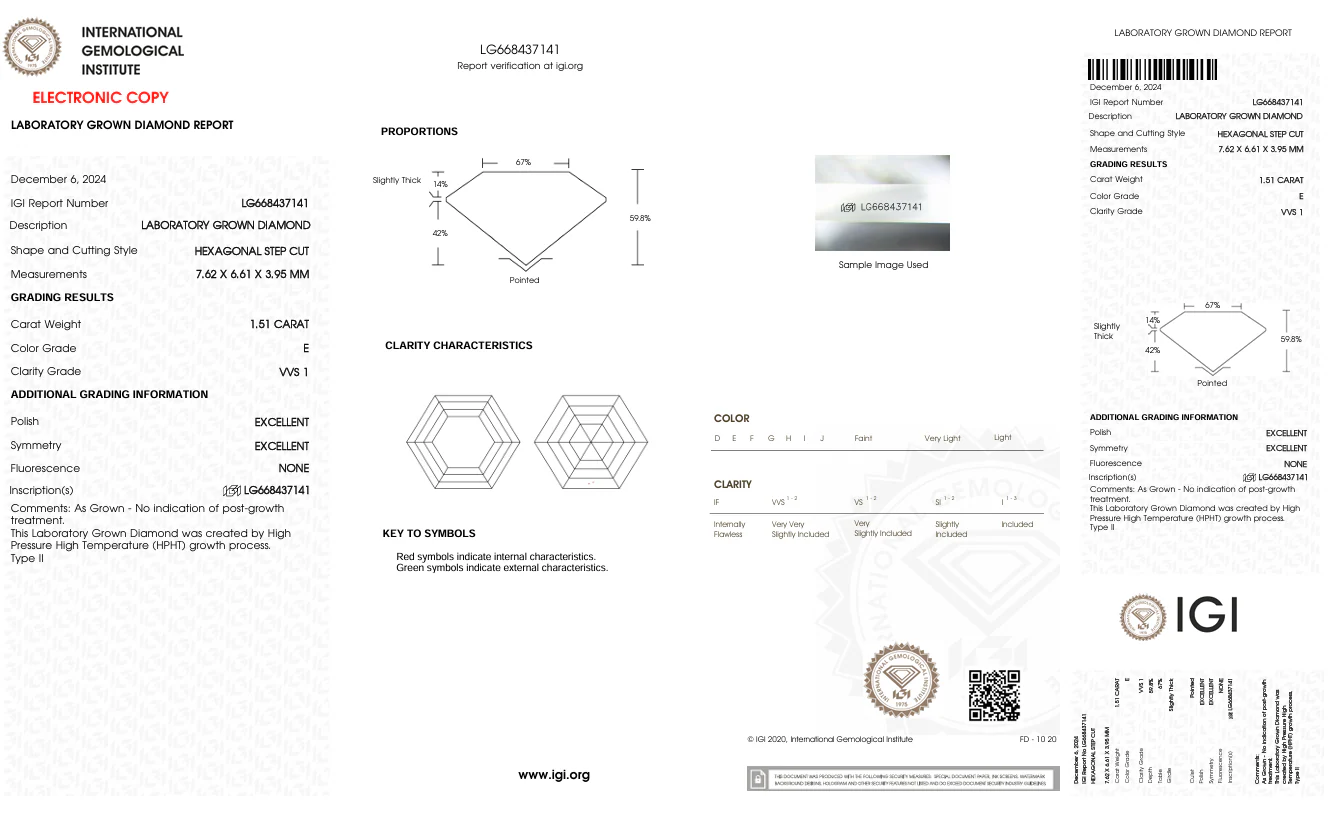 1.51 Carat Hexagonal Lab Grown Diamond, VVS1/E - Image 2