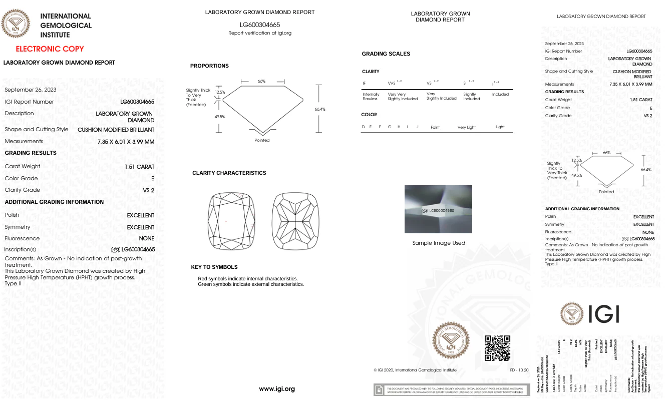 1.51 Carat Long Cushion Lab Grown Diamond, VS2/E - Image 2