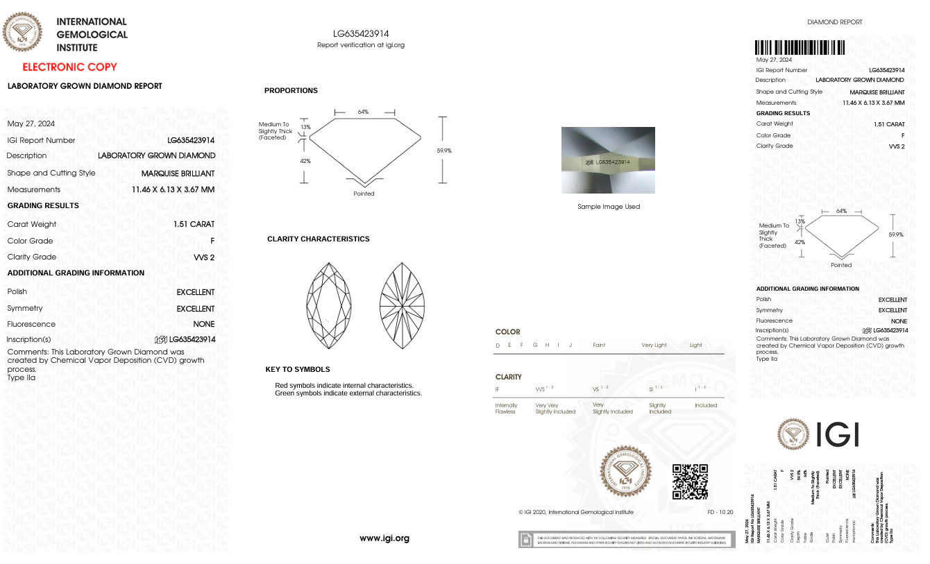 1.51 Carat Marquise Lab Grown Diamond, VVS2/F - Image 2