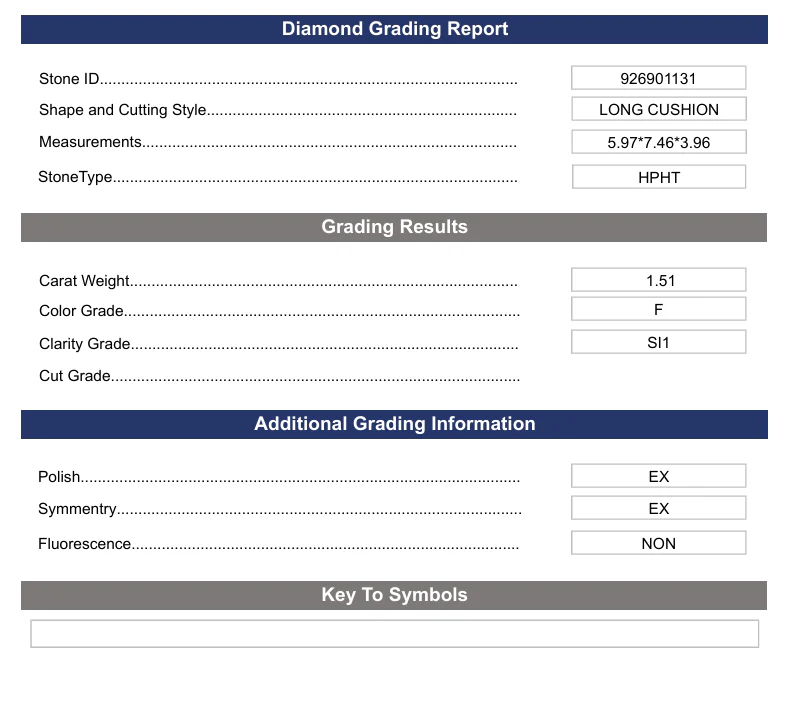 1.51 Carat Long Cushion Lab Grown Diamond, SI1/F - Image 2