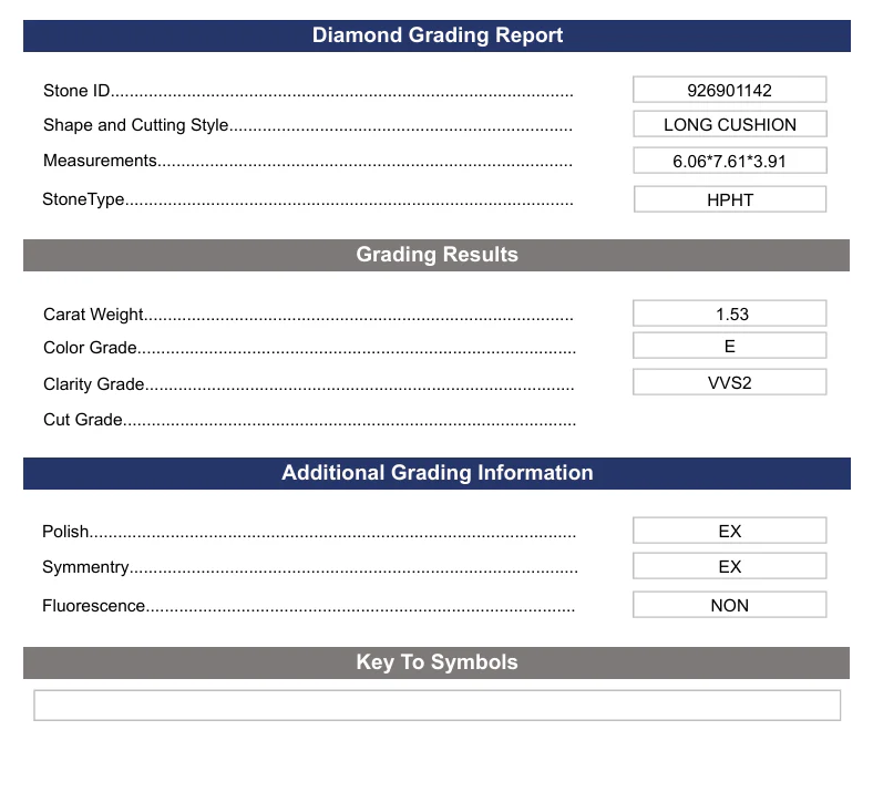 1.53 Carat Long Cushion Lab  Grown Diamond, VVS2/E - Image 2