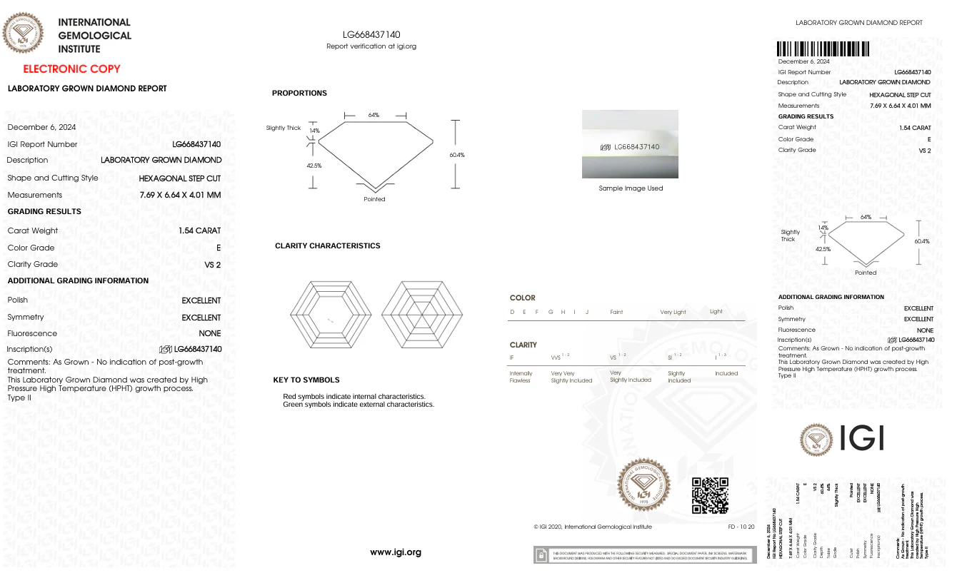 1.54 Carat Hexagonal Lab Grown Diamond, VS2/E - Image 2