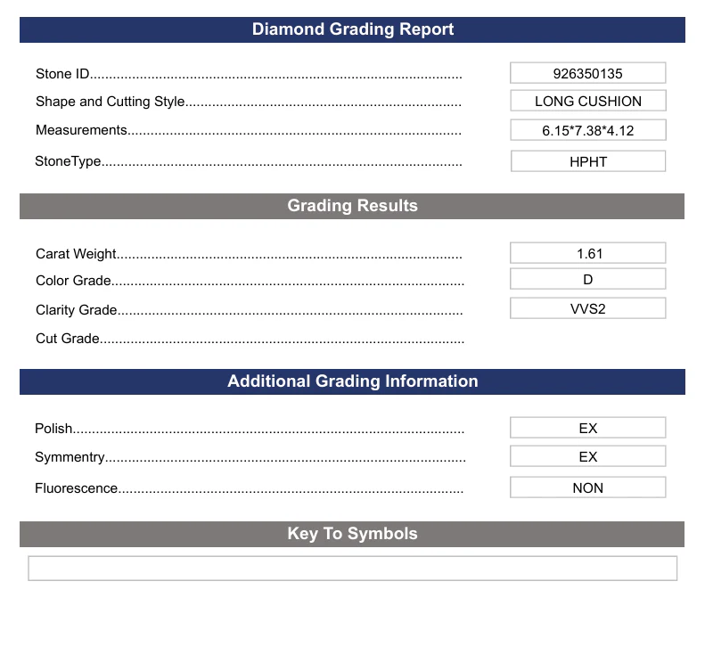 1.61 Carat Long Cushion Lab Grown Diamond, VVS2/D - Image 2