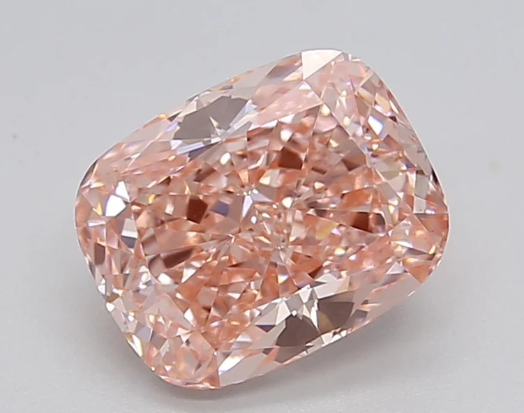 1.65 Carat Long Cushion Lab Grown Diamond, VS1/FANCY INTENSE PINK