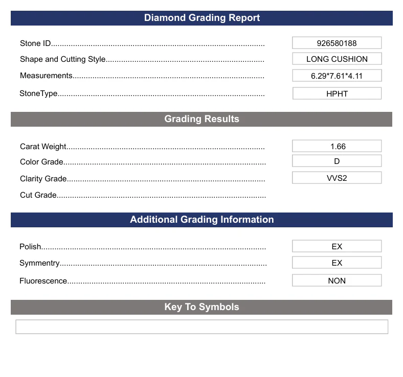 1.66 Carat Long Cushion Lab Grown Diamond, VVS2/D - Image 2
