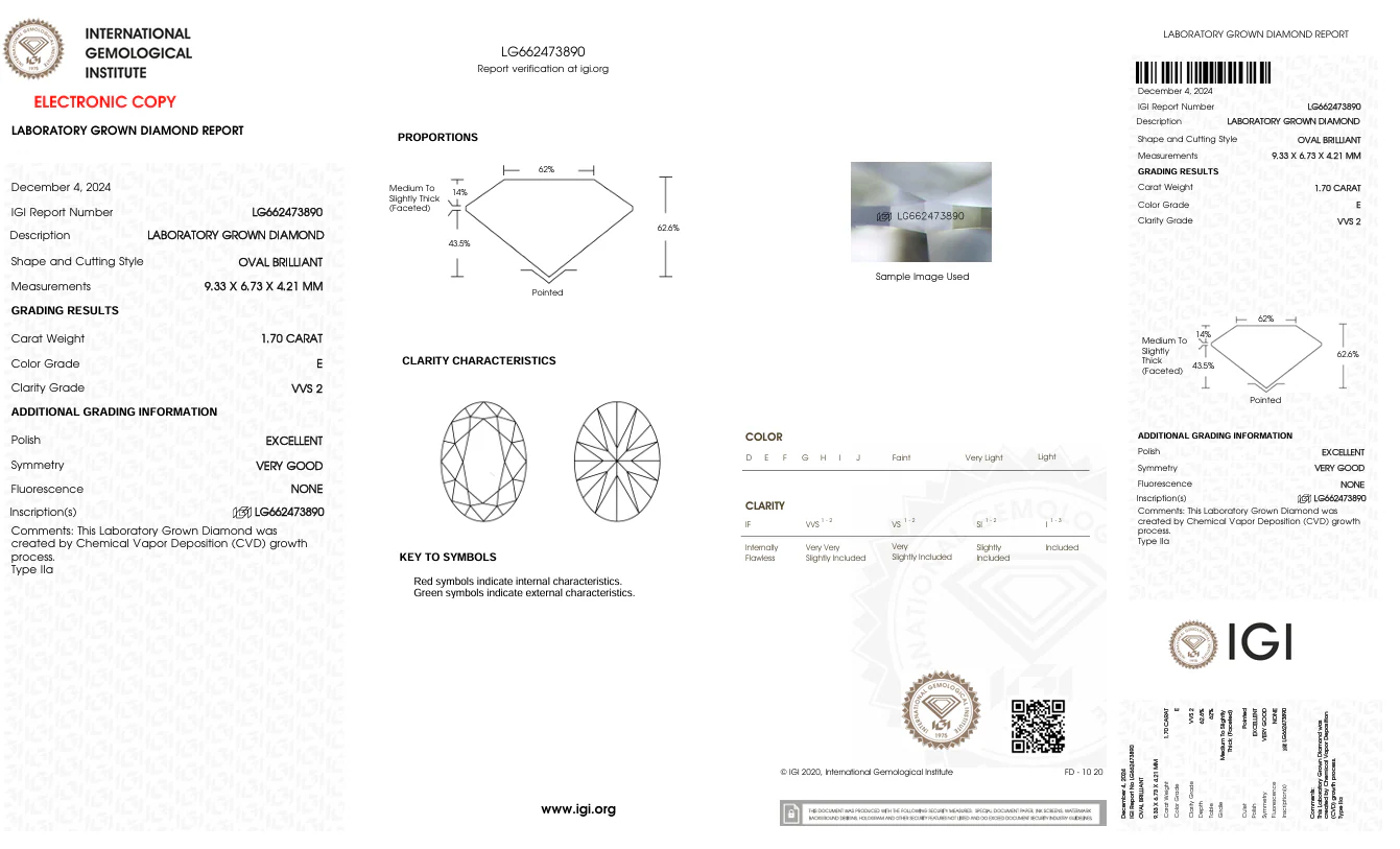 1.7 Carat Oval Lab Grown Diamond, VVS2/E - Image 2