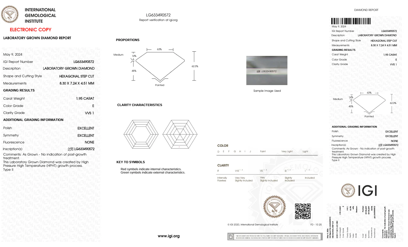 1.95 Carat Hexagonal Lab Grown Diamond, VVS1/E - Image 2