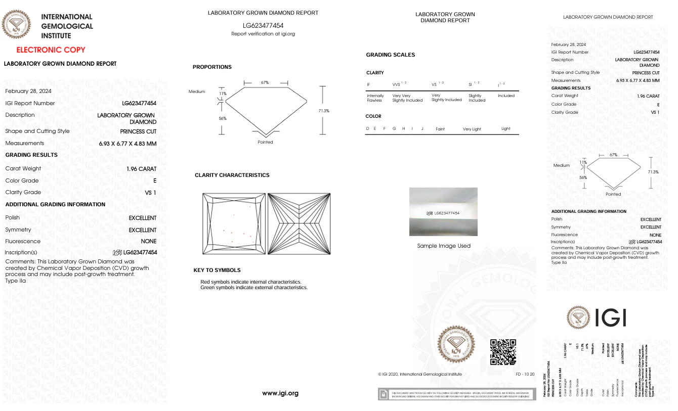 1.96 Carat Princess Lab Grown Diamond, VS1/E - Image 2