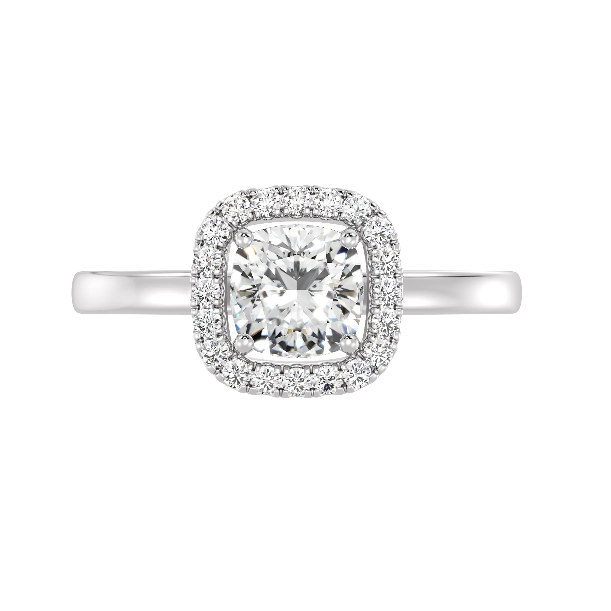 1 Carat Cushion Cut Lab Grown Diamond Halo Engagement Ring in 18K Gold - Image 13