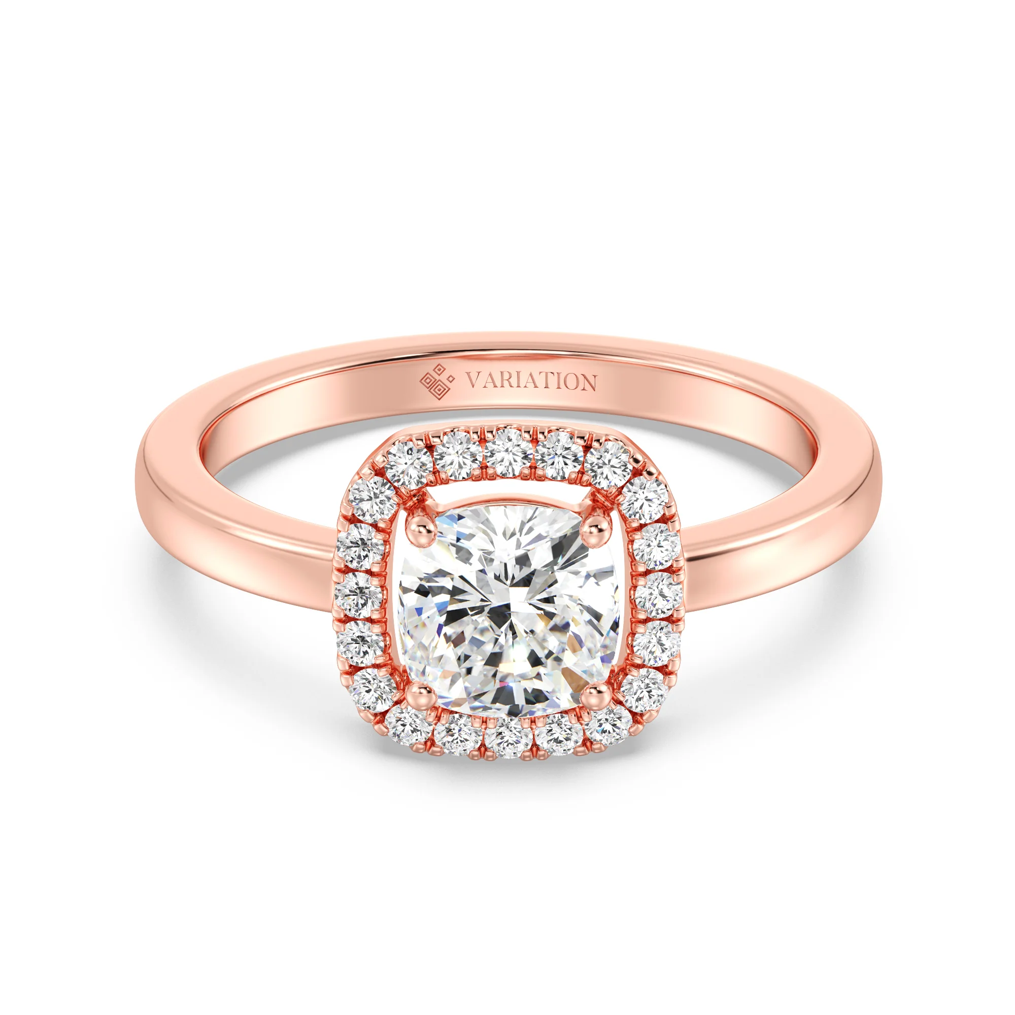 1 Carat Cushion Cut Lab Grown Diamond Halo Engagement Ring in 18K Gold - Image 6
