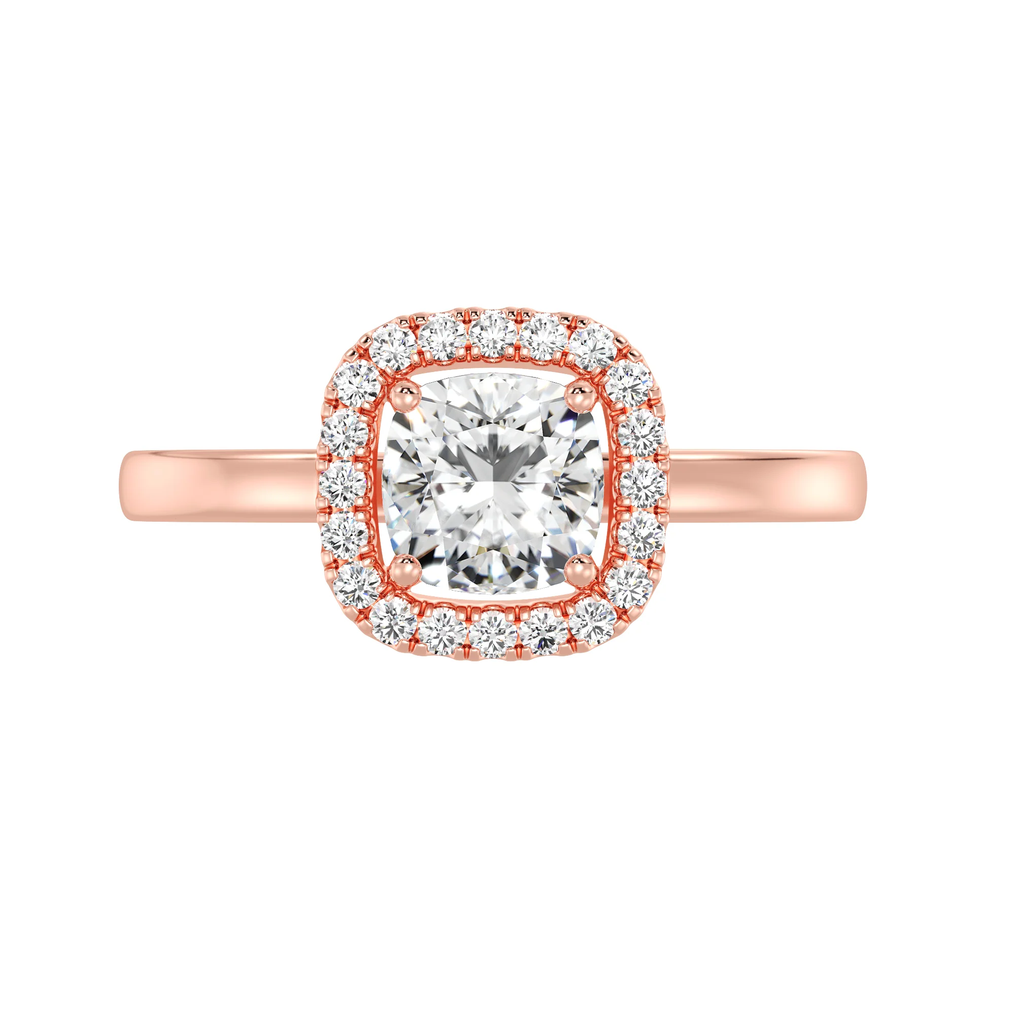 1 Carat Cushion Cut Lab Grown Diamond Halo Engagement Ring in 18K Gold - Image 7