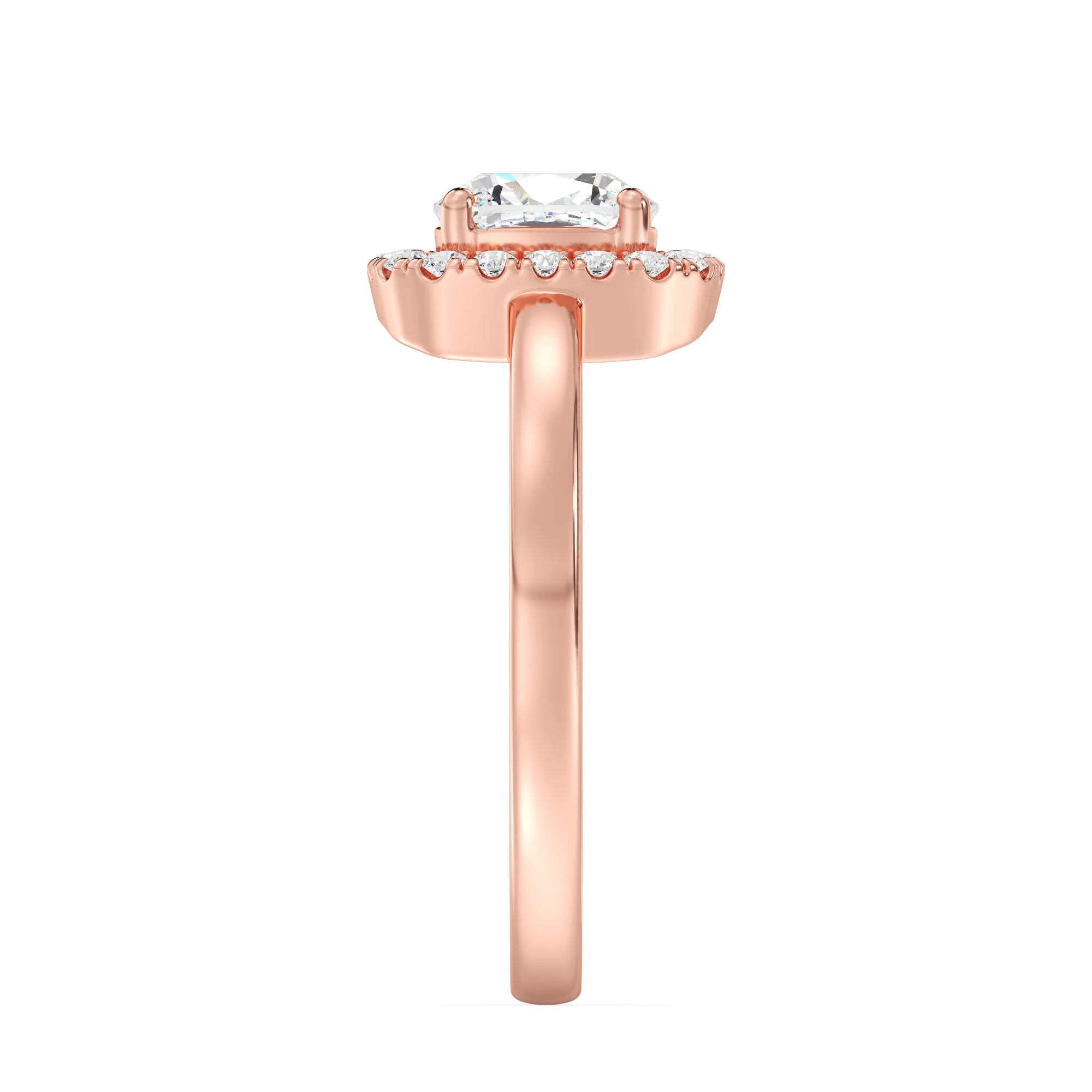 1 Carat Cushion Cut Lab Grown Diamond Halo Engagement Ring in 18K Gold - Image 9