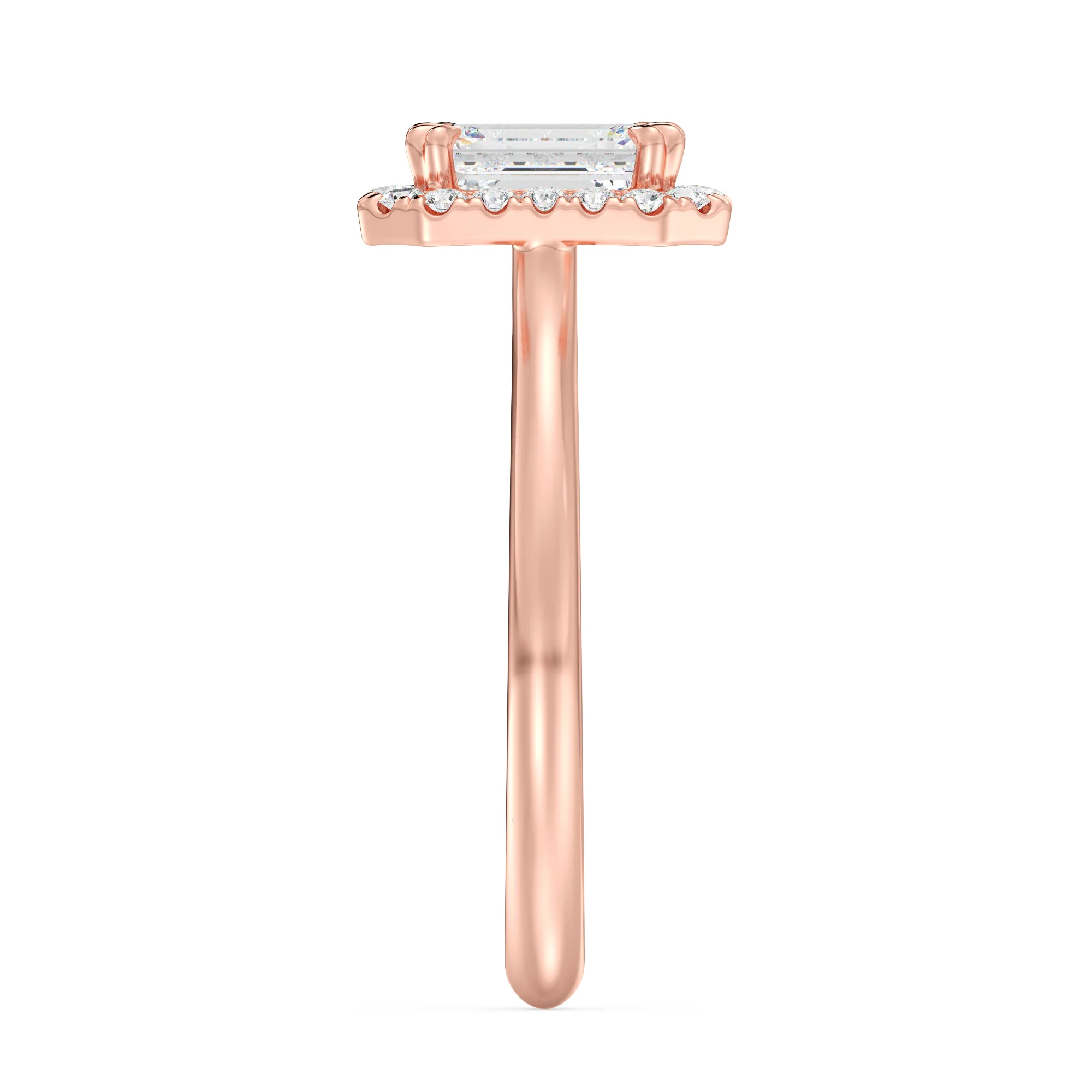 1 Carat Emerald Cut Lab Grown Diamond Halo Engagement Ring in 18K Gold - Image 10
