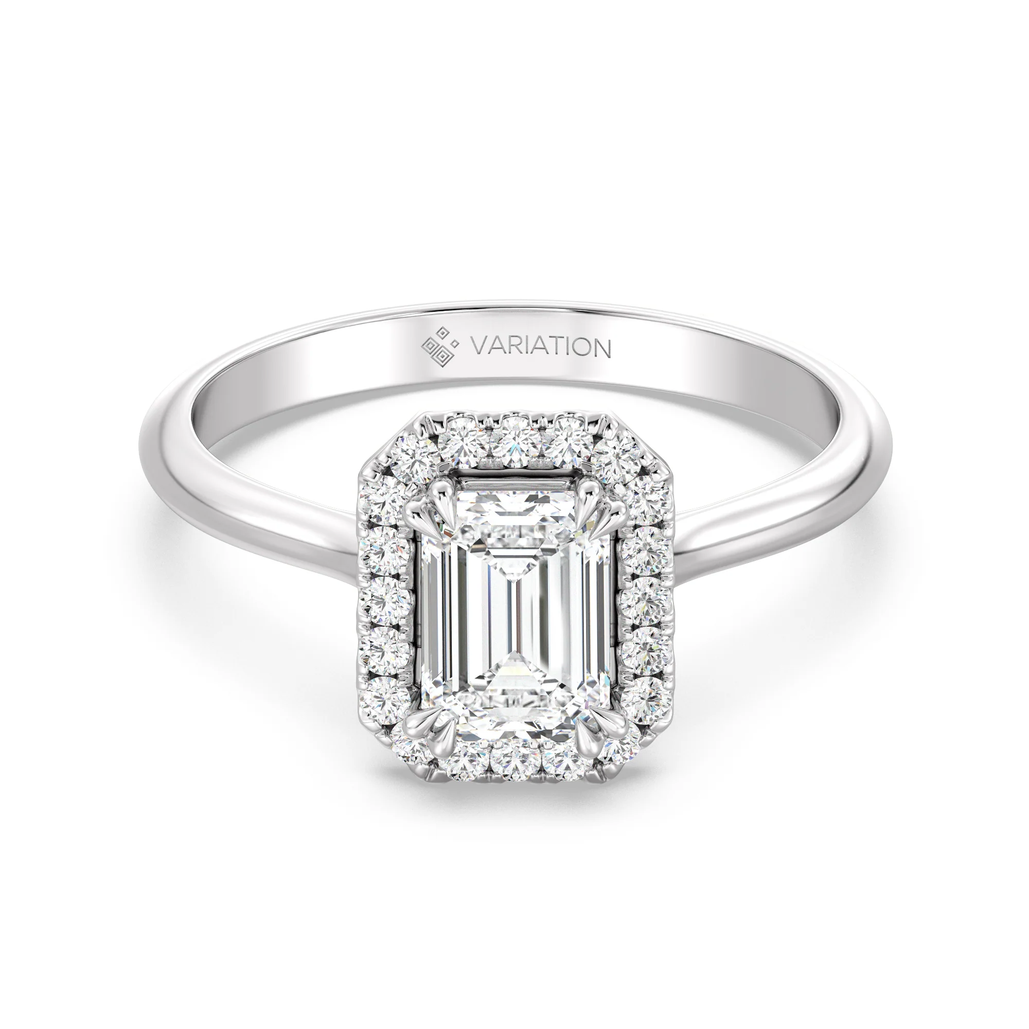 1 Carat Emerald Cut Lab Grown Diamond Halo Engagement Ring in 18K Gold - Image 11
