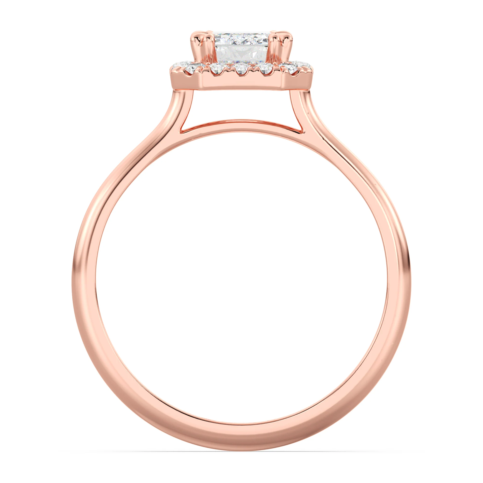1 Carat Emerald Cut Lab Grown Diamond Halo Engagement Ring in 18K Gold - Image 9