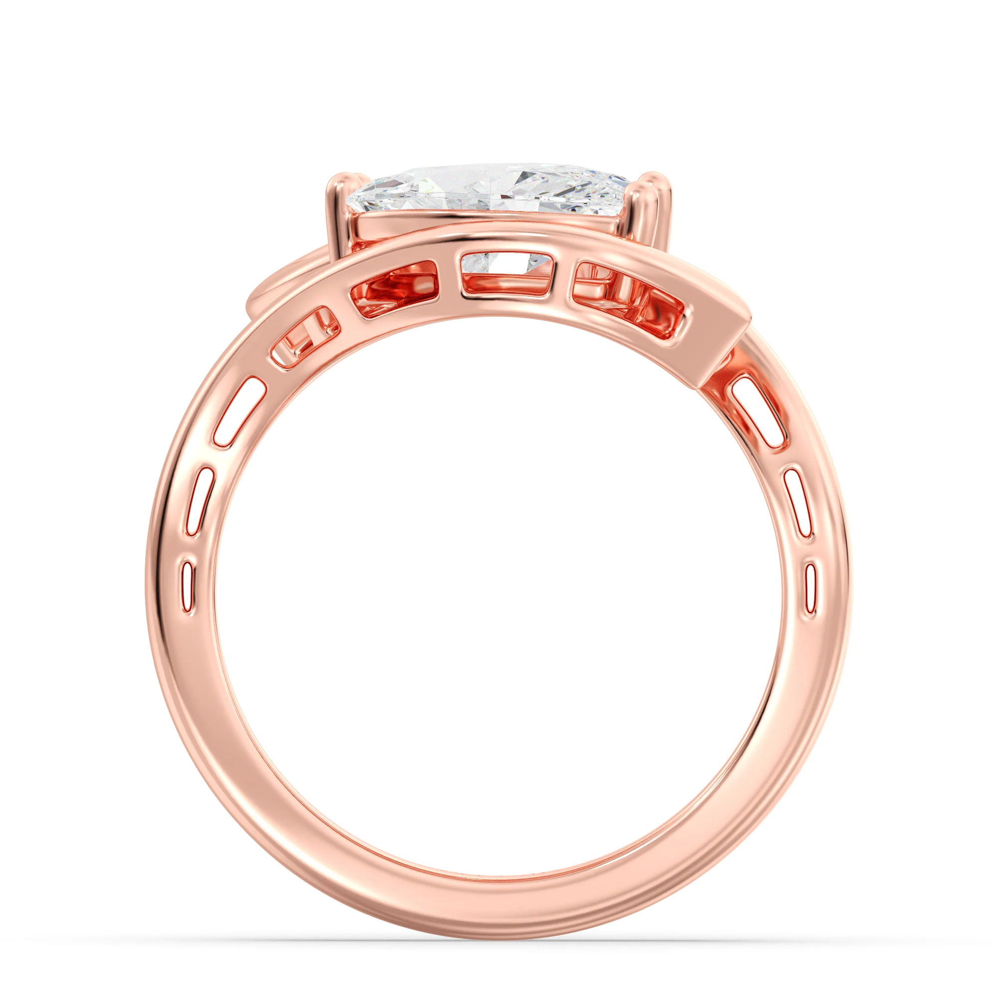 1 Carat Marquise Cut Lab Grown Diamond Bypass Ring in 18K Gold - Image 10