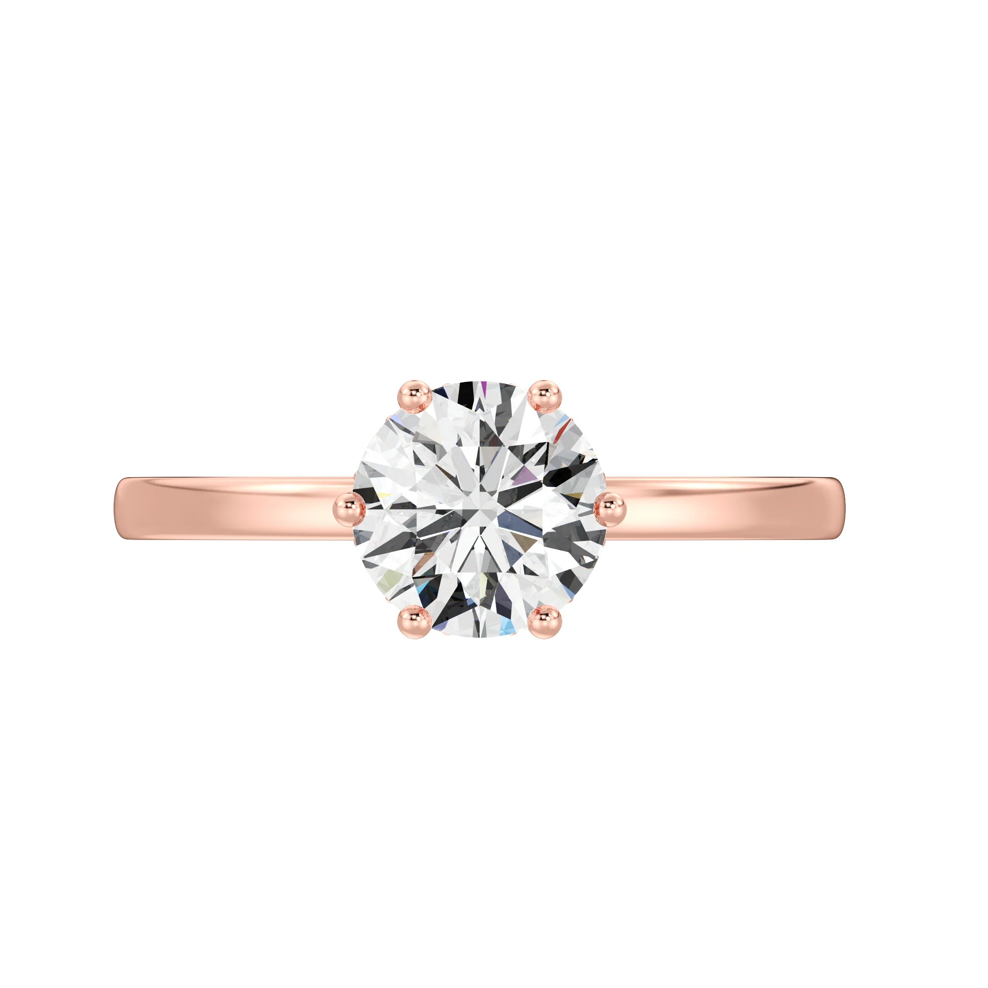 1 Carat Round Lab Grown Diamond Solitaire Ring with Hidden Halo in 18K Gold - Image 10