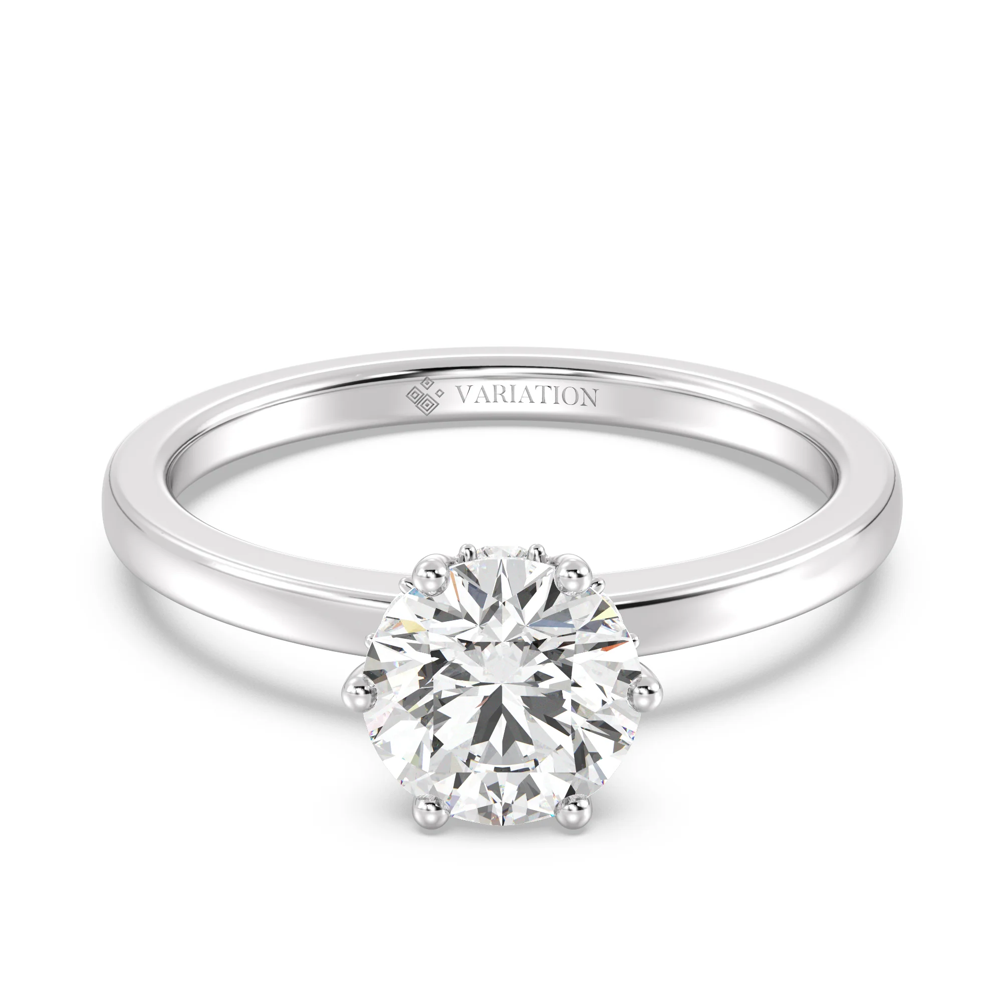 1 Carat Round Lab Grown Diamond Solitaire Ring with Hidden Halo in 18K Gold - Image 11